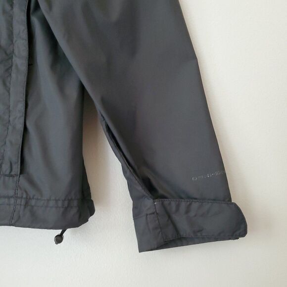 Columbia Black Gray Nylon Zip Up Hooded Windbreaker Jacket Womens Large - Picture 4 of 7